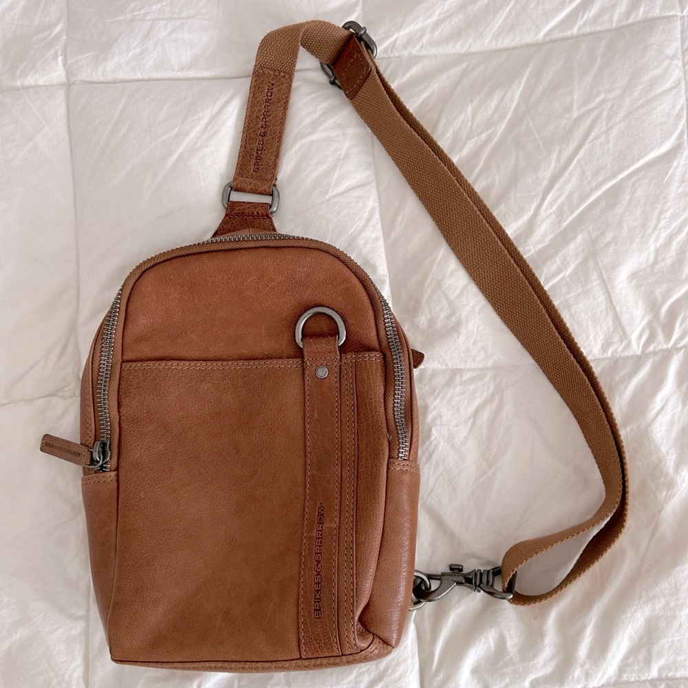Spikes And Sparrow Leather Sling Bag Brown Brandy Crossbody